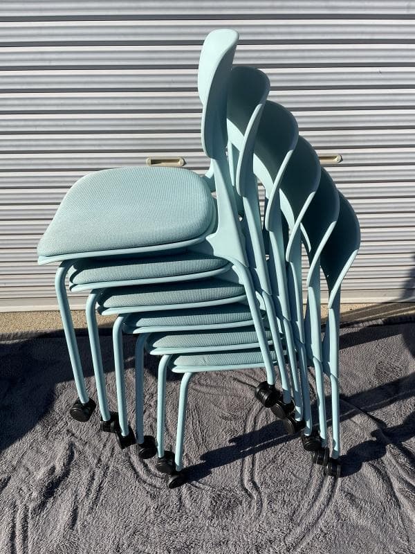 ①【美品】オカムラ　8124SL FPE6　6脚セット　座パッド・キャスター付