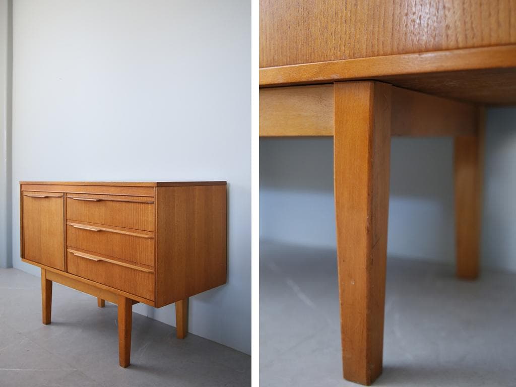 英国アンティークチーク古木サイドボード/木製机/テレビ台キャビネット92-163