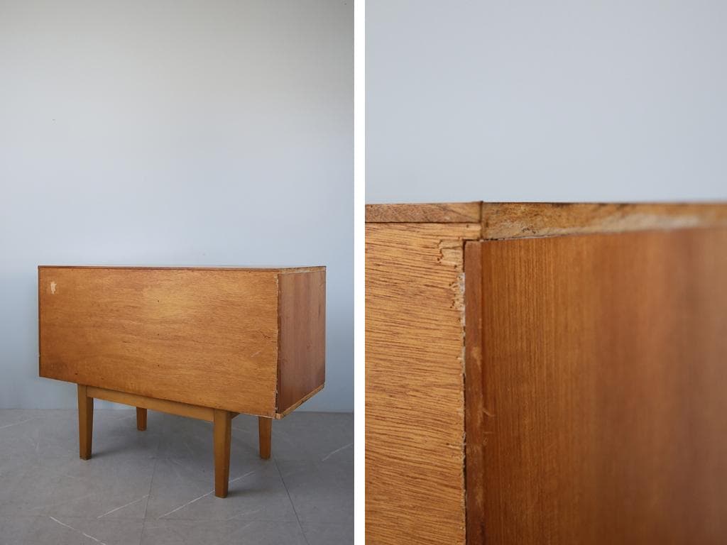 英国アンティークチーク古木サイドボード/木製机/テレビ台キャビネット92-163