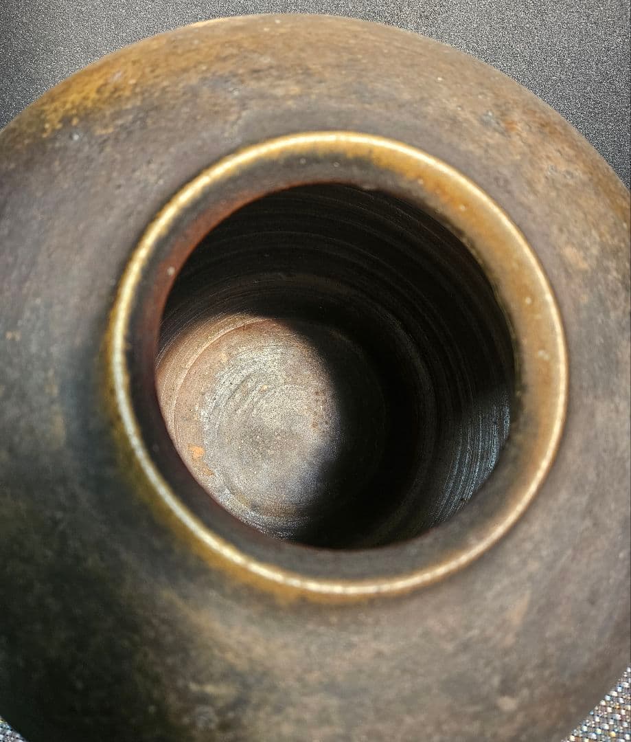 備前焼　名工　片岡聖観 造　窯変　大壺 オブジェ　花入れ　花生け　茶道具　華道具