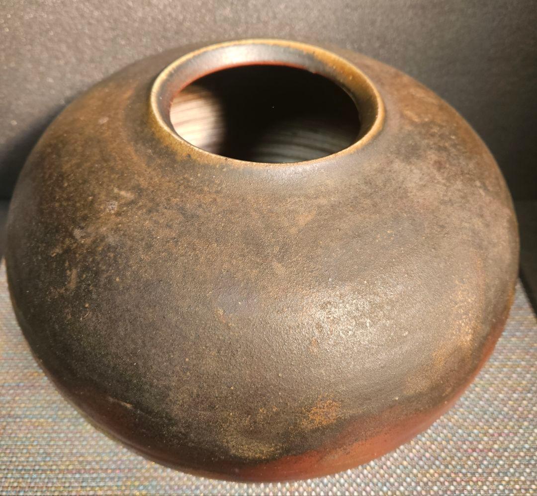 備前焼　名工　片岡聖観 造　窯変　大壺 オブジェ　花入れ　花生け　茶道具　華道具