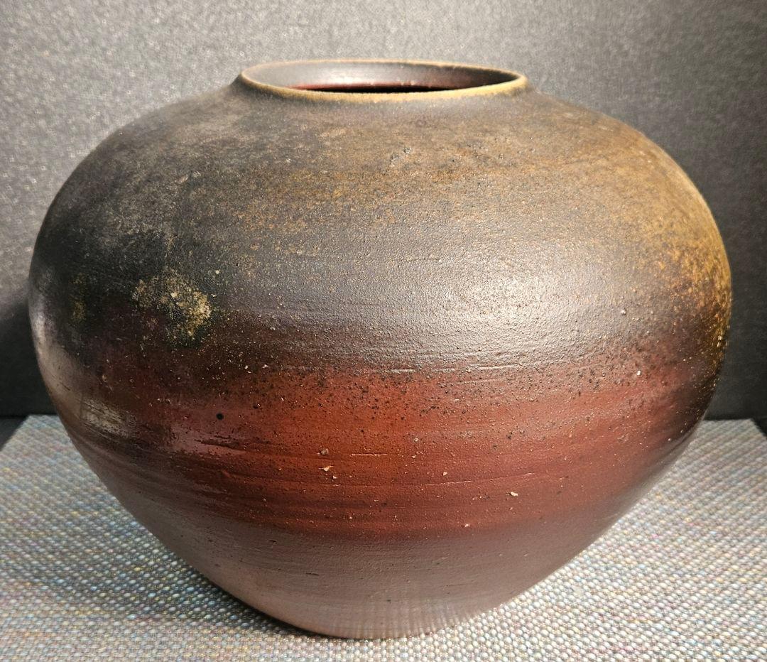 備前焼　名工　片岡聖観 造　窯変　大壺 オブジェ　花入れ　花生け　茶道具　華道具