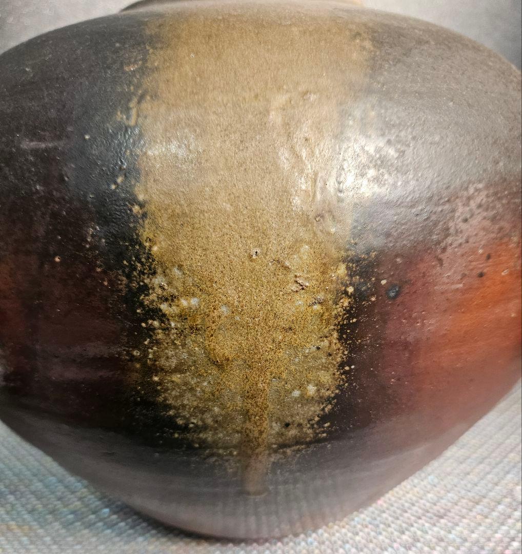 備前焼　名工　片岡聖観 造　窯変　大壺 オブジェ　花入れ　花生け　茶道具　華道具