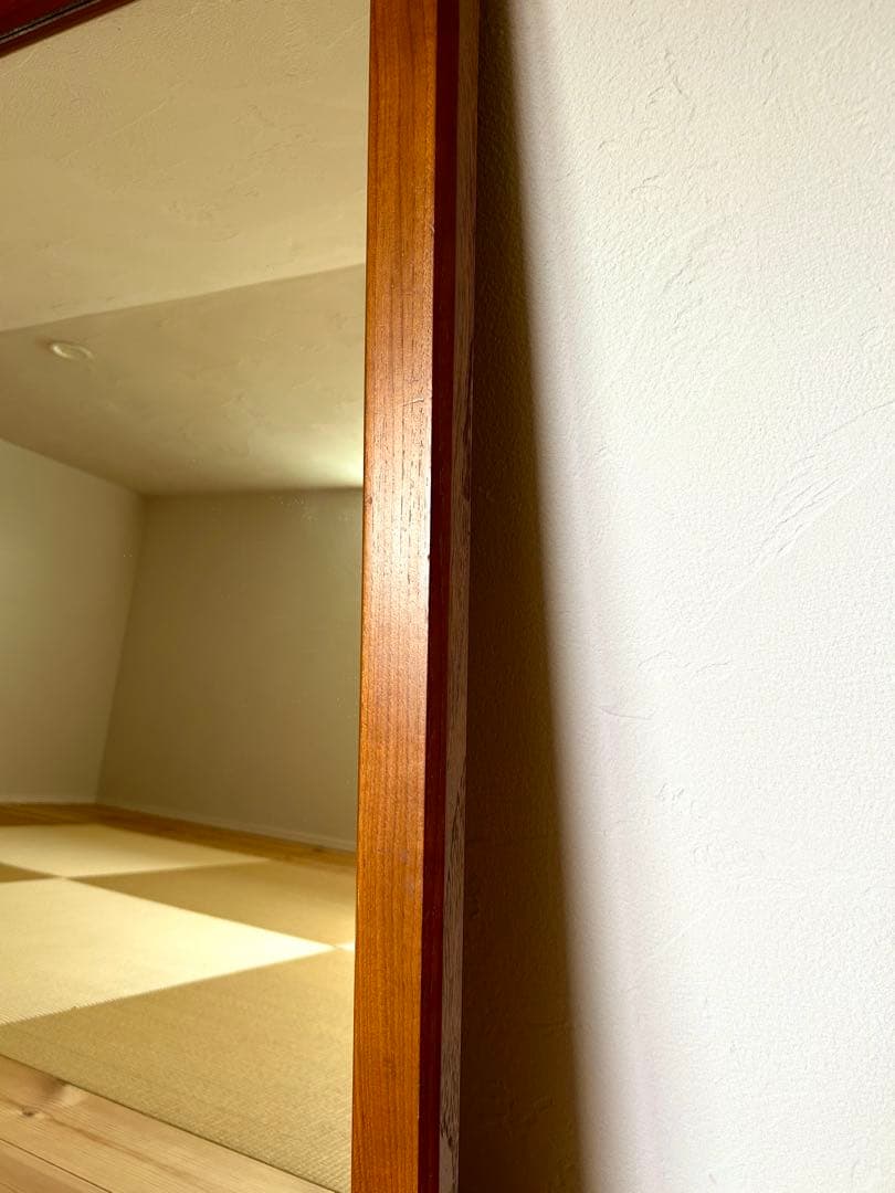 1950年代 ヨーロッパ アンティーク 姿見 木製 スタンドミラー 長方形