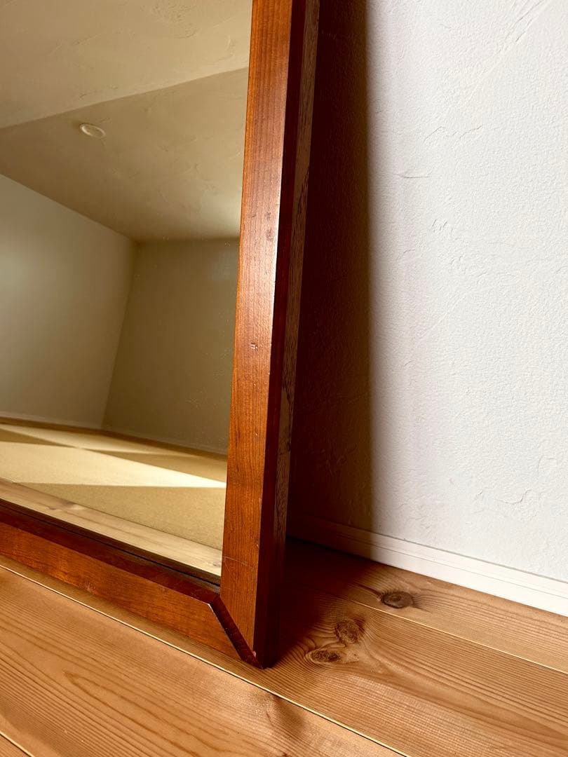 1950年代 ヨーロッパ アンティーク 姿見 木製 スタンドミラー 長方形