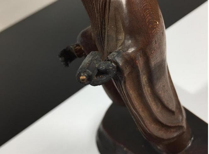 仙人 木彫り 人形 線密彫刻 約14.5cm 巻物 仏像 仙人像 中国美術 古玩