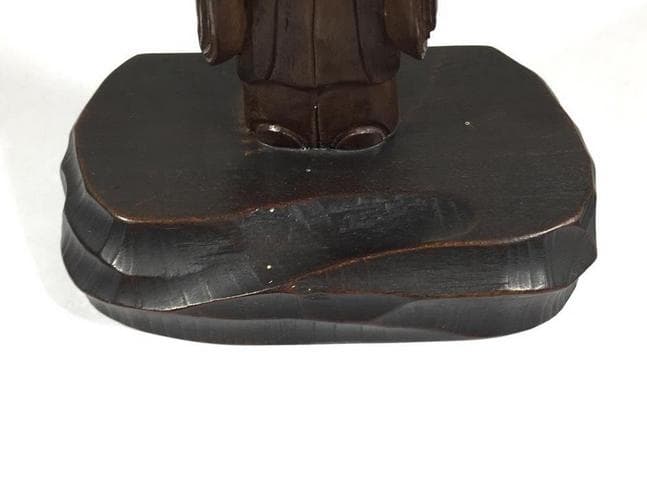 仙人 木彫り 人形 線密彫刻 約14.5cm 巻物 仏像 仙人像 中国美術 古玩