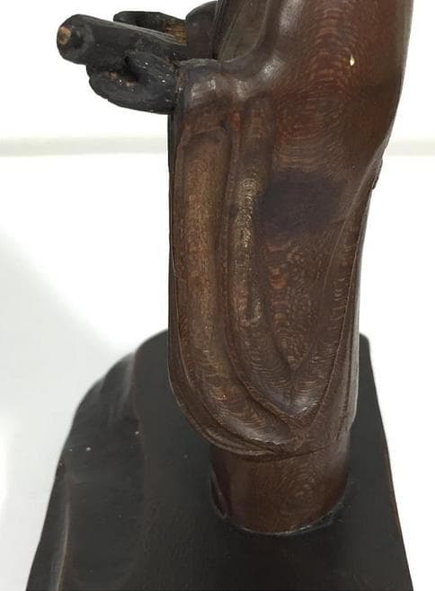 仙人 木彫り 人形 線密彫刻 約14.5cm 巻物 仏像 仙人像 中国美術 古玩