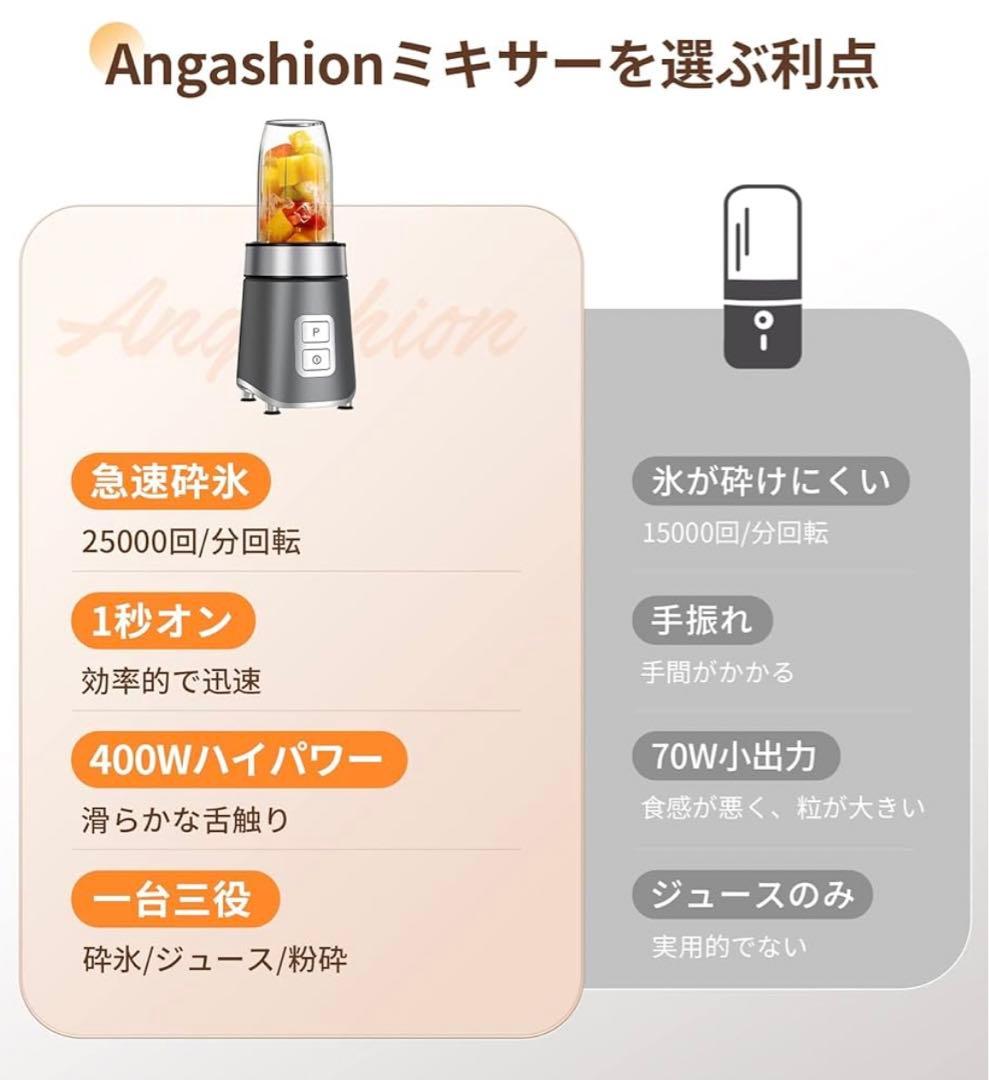 ★新品・未使用★ Angashionジューサー ミキサー 600ml一台多役