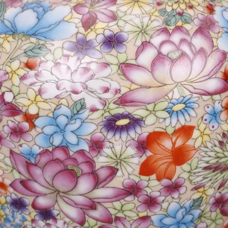 清 雍正 蒔金粉彩 万花紋将軍缶 景徳鎮 陶磁器 装飾品 現代工芸品美術品 置物