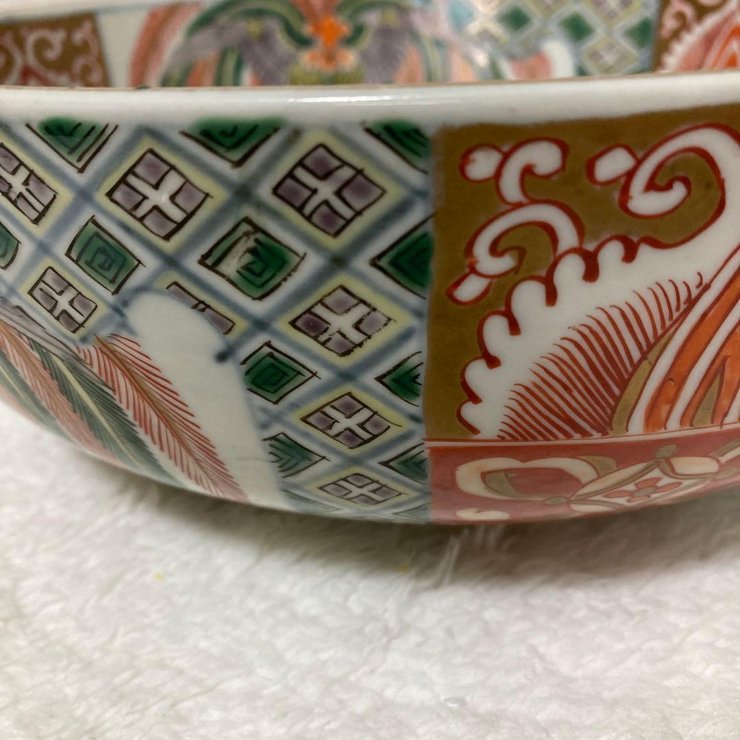 骨董品　花柄鳥模様の大鉢