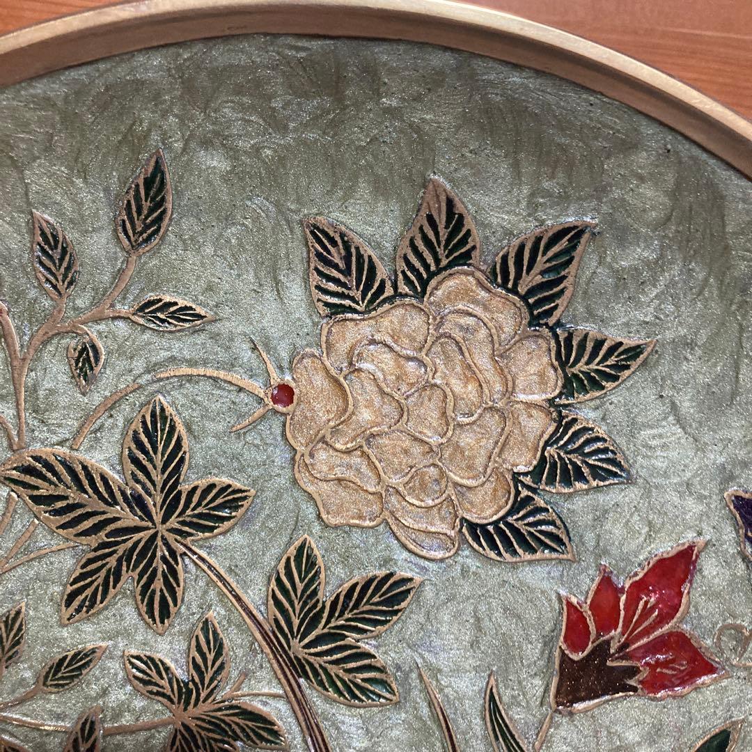 ムガール美術工芸品　花柄装飾皿