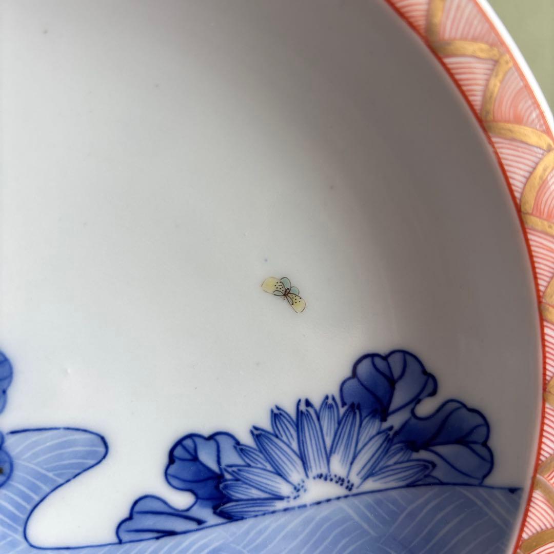 宮内庁御用達 深川製磁 皿 花と蝶 飾り皿 直径19cm