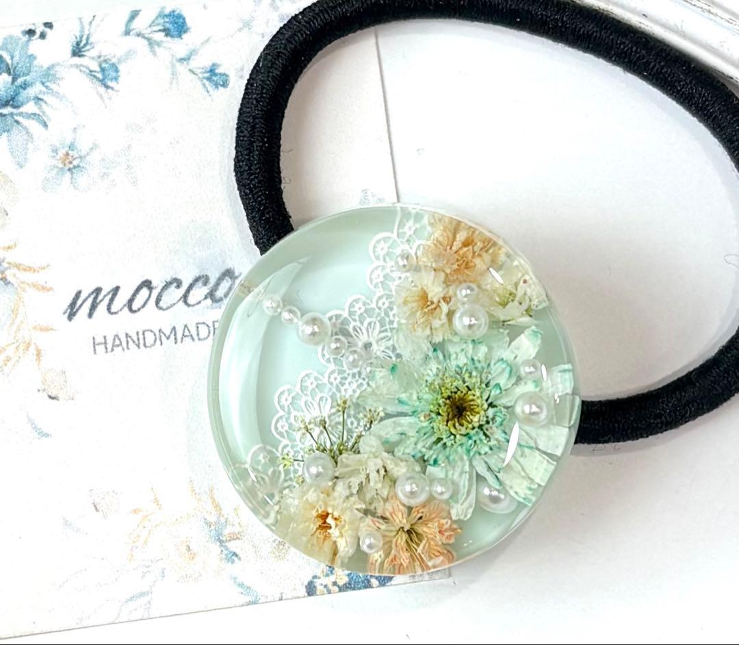 レジンヘアゴム ポニーフック　ドライフラワーNo.353