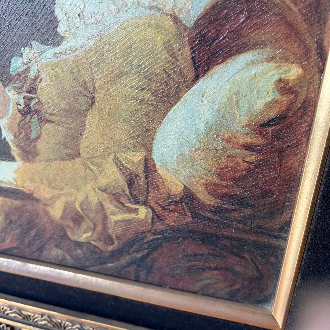 【アンティーク】額装 額縁 絵画 ジャン・オノレ・フラゴナール 「読書する少女」