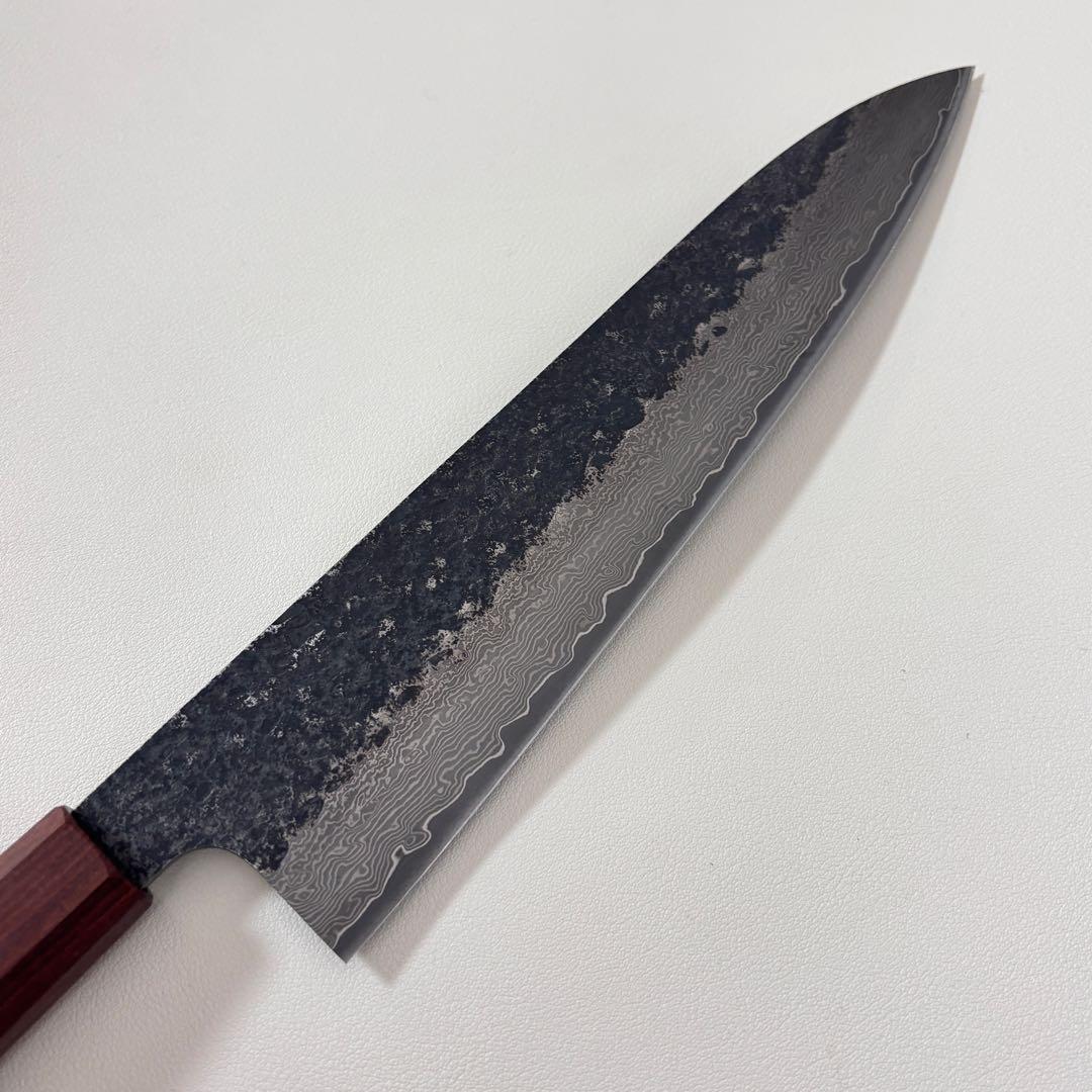 黒打ちダマスカス和牛刀八角柄 和包丁　シェフナイフ 210mm 牛刀○