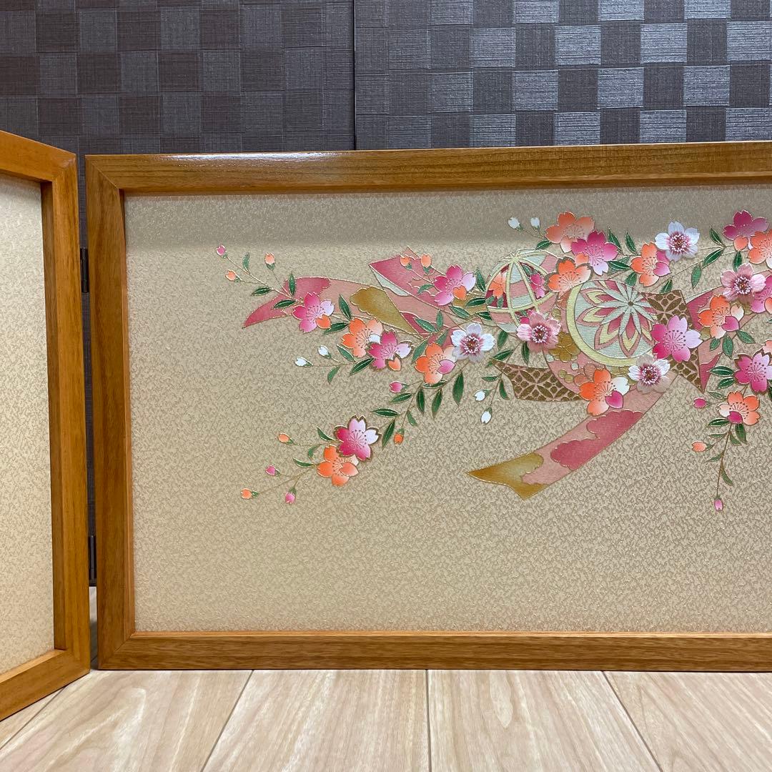 雛人形　桃の節句　屏風　刺繍三月三曲屏風15号