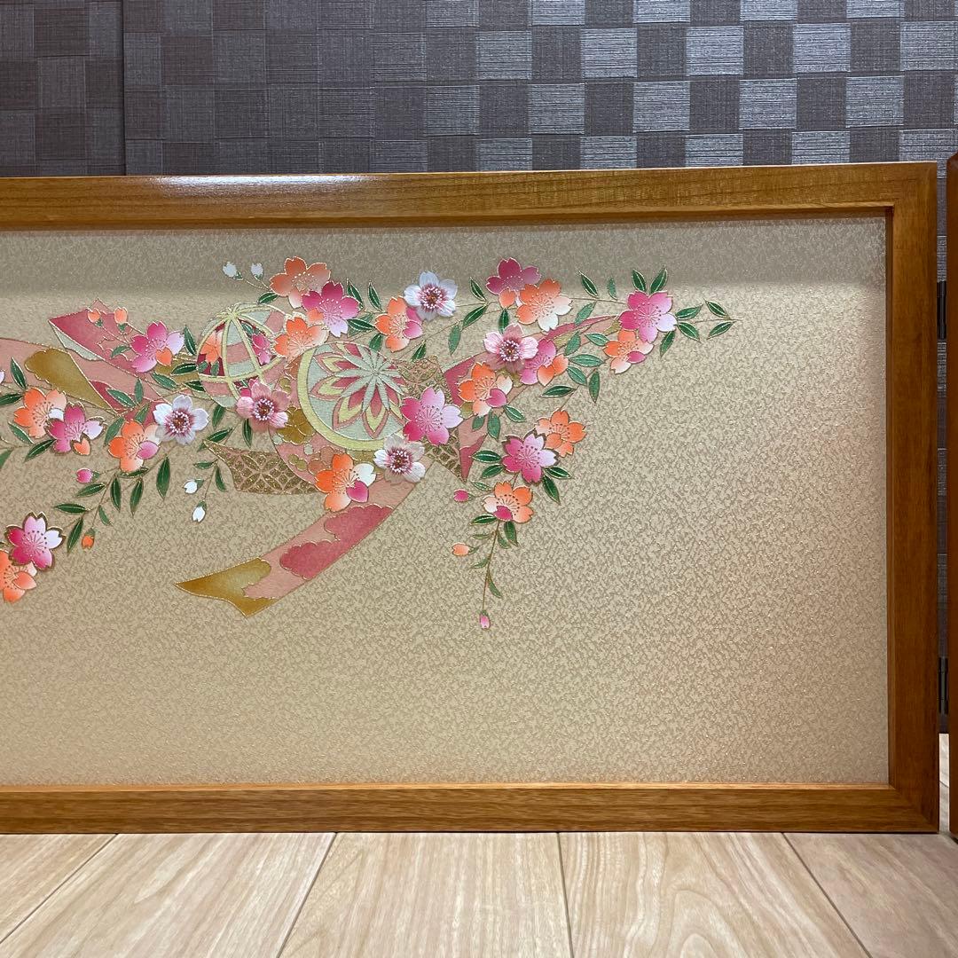 雛人形　桃の節句　屏風　刺繍三月三曲屏風15号