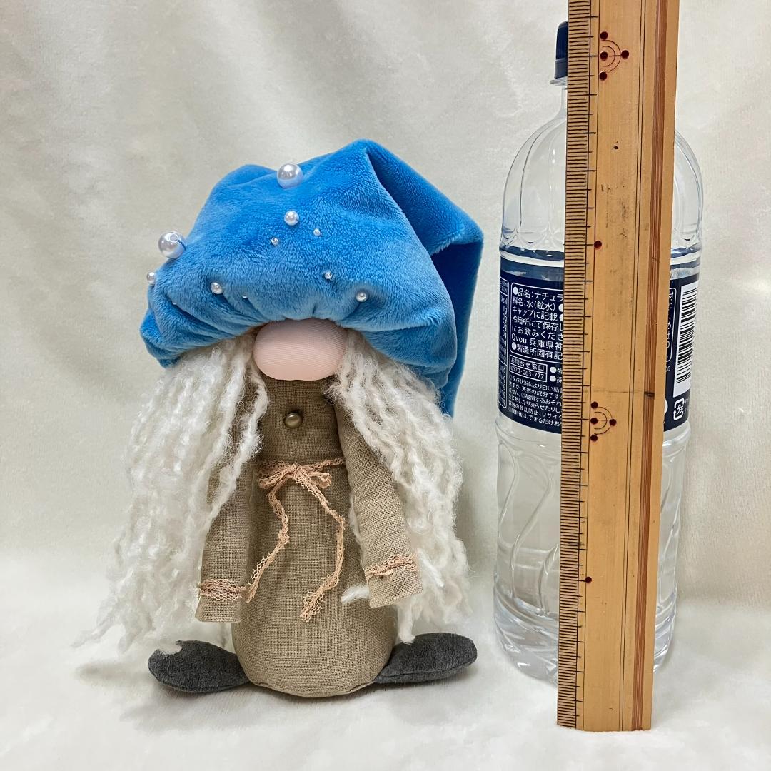 【一点物】蒼空をまとう・ノーム人形＊バイオウォッシュリネンと白ブークレの妖精