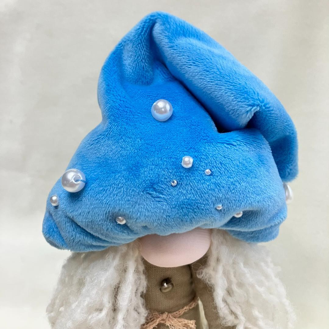 【一点物】蒼空をまとう・ノーム人形＊バイオウォッシュリネンと白ブークレの妖精