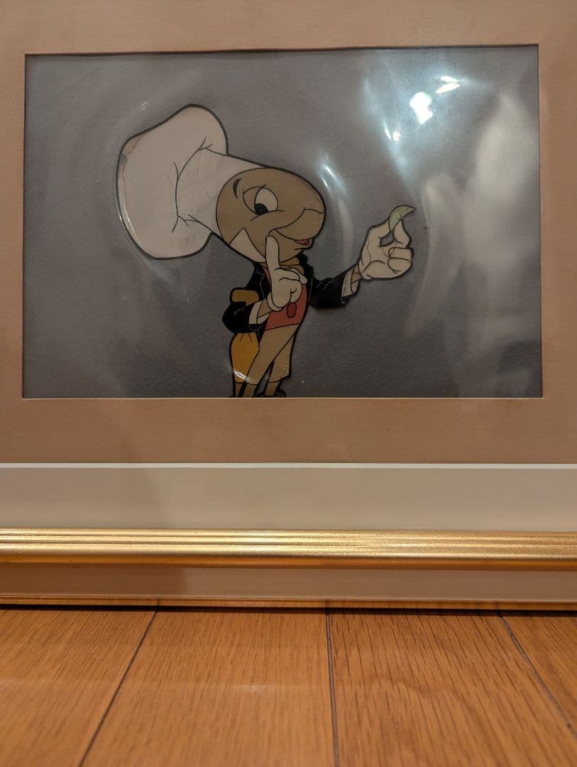 ディズニー映画ピノキオジミニー・クリケット実際に使用されたオリジナル手描きセル画