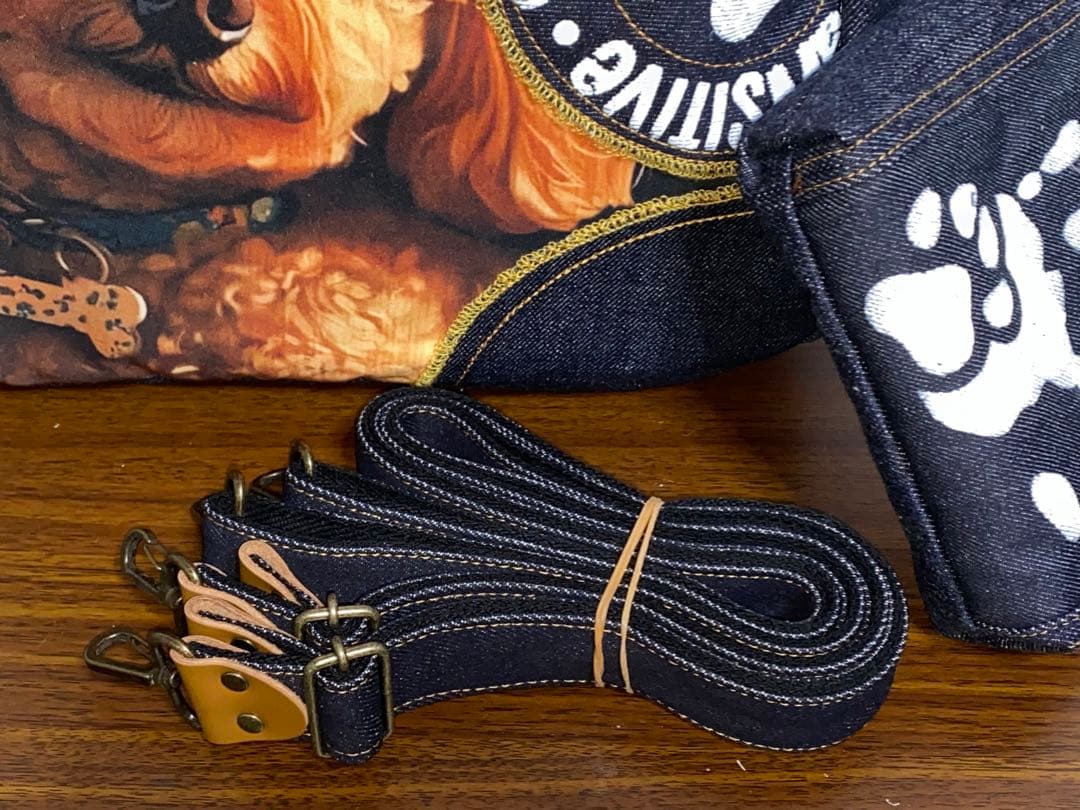 ☆岡山デニム☆ステンシル☆プードル☆リュック対応☆4wayボストンバッグ