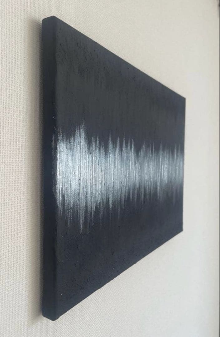 銀と黒のテクスチャーアート F4｜立体感ある抽象画 ｜ストリートアート　モダン