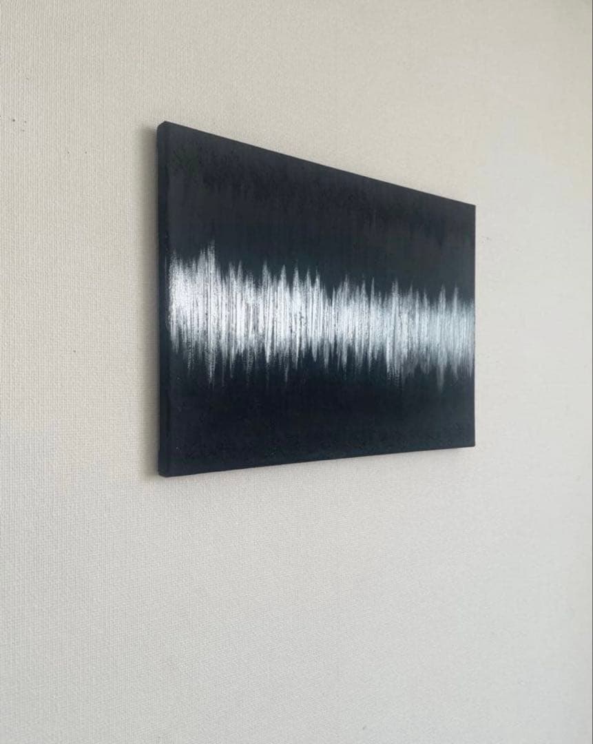 銀と黒のテクスチャーアート F4｜立体感ある抽象画 ｜ストリートアート　モダン