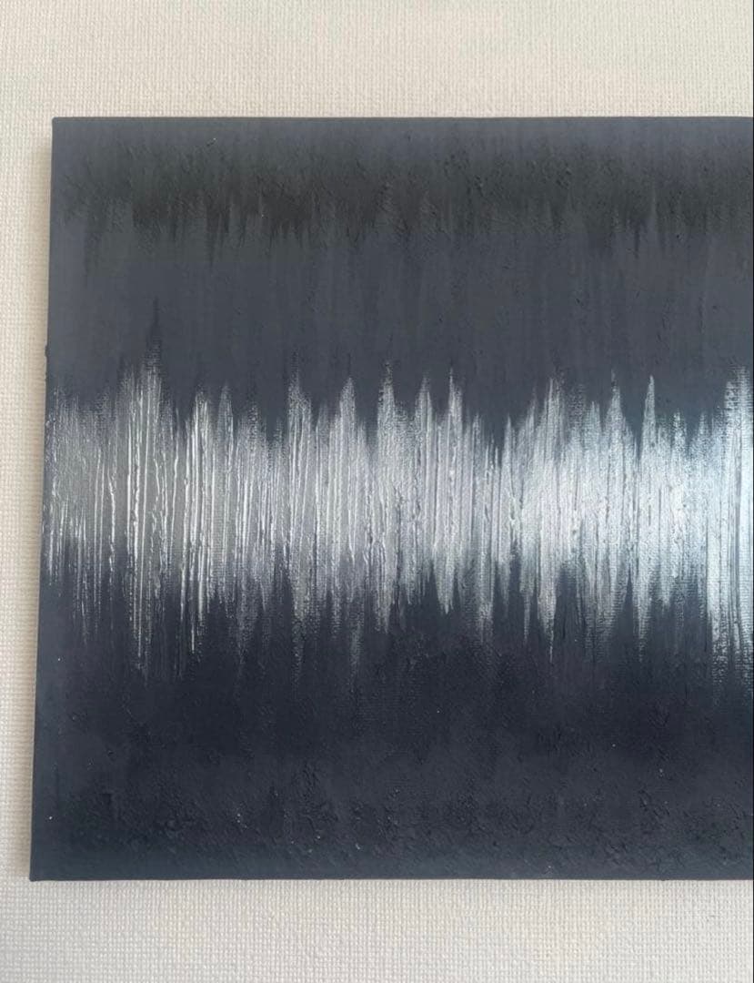 銀と黒のテクスチャーアート F4｜立体感ある抽象画 ｜ストリートアート　モダン