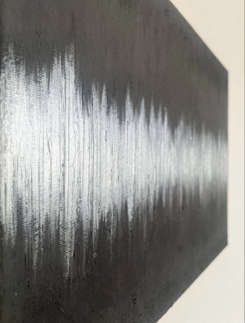 銀と黒のテクスチャーアート F4｜立体感ある抽象画 ｜ストリートアート　モダン
