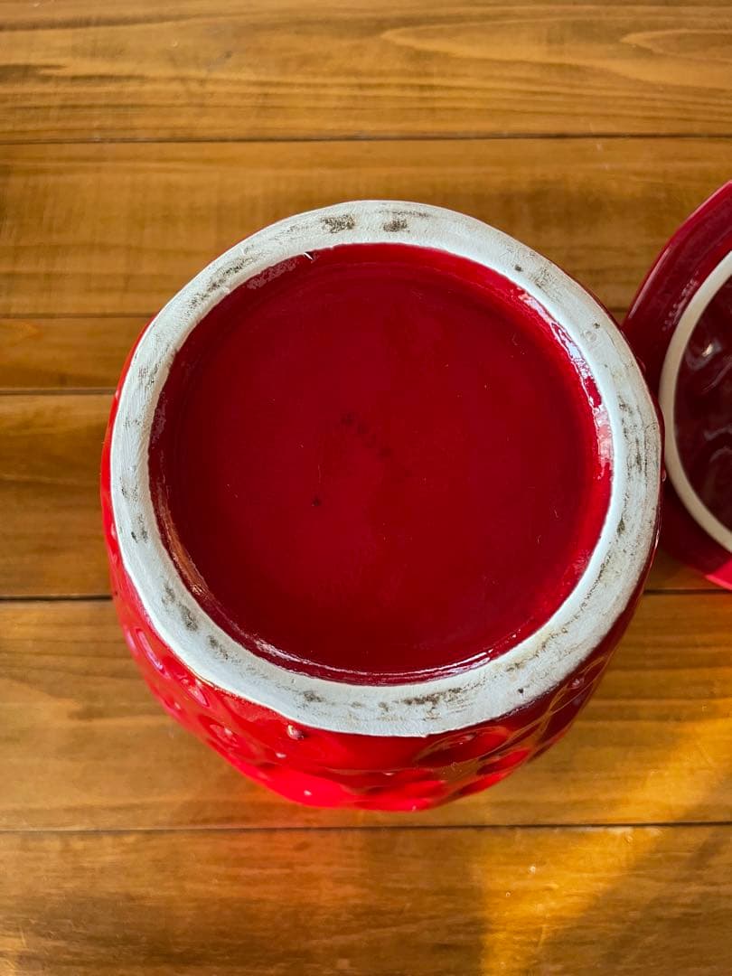 昭和レトロ　陶器のイチゴ型 容器　キャニスター　置物にも　ビンテージ