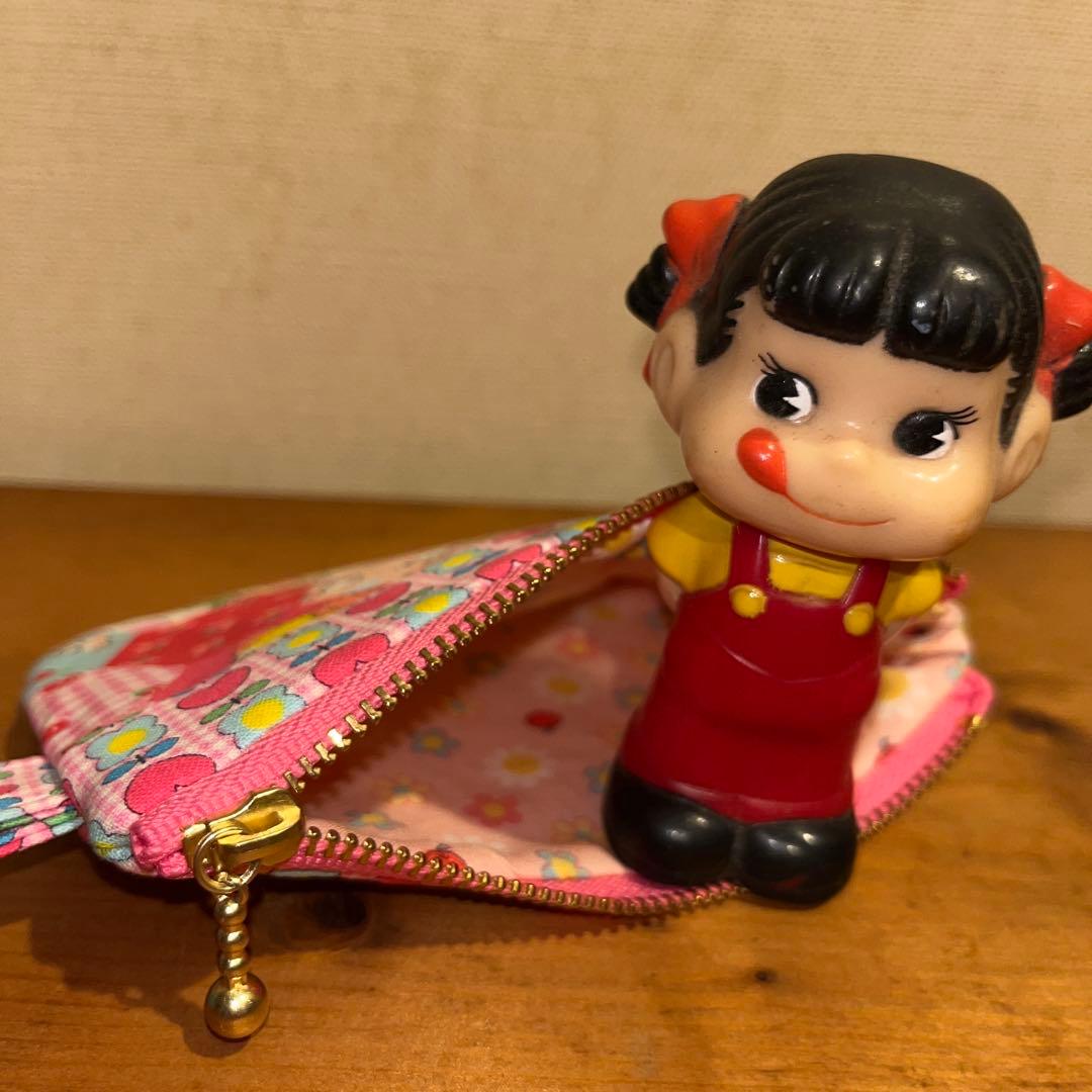★422★プチハニー＊ヘキサゴン柄〈ピンク〉12㌢フラットポーチ＊ハンドメイド
