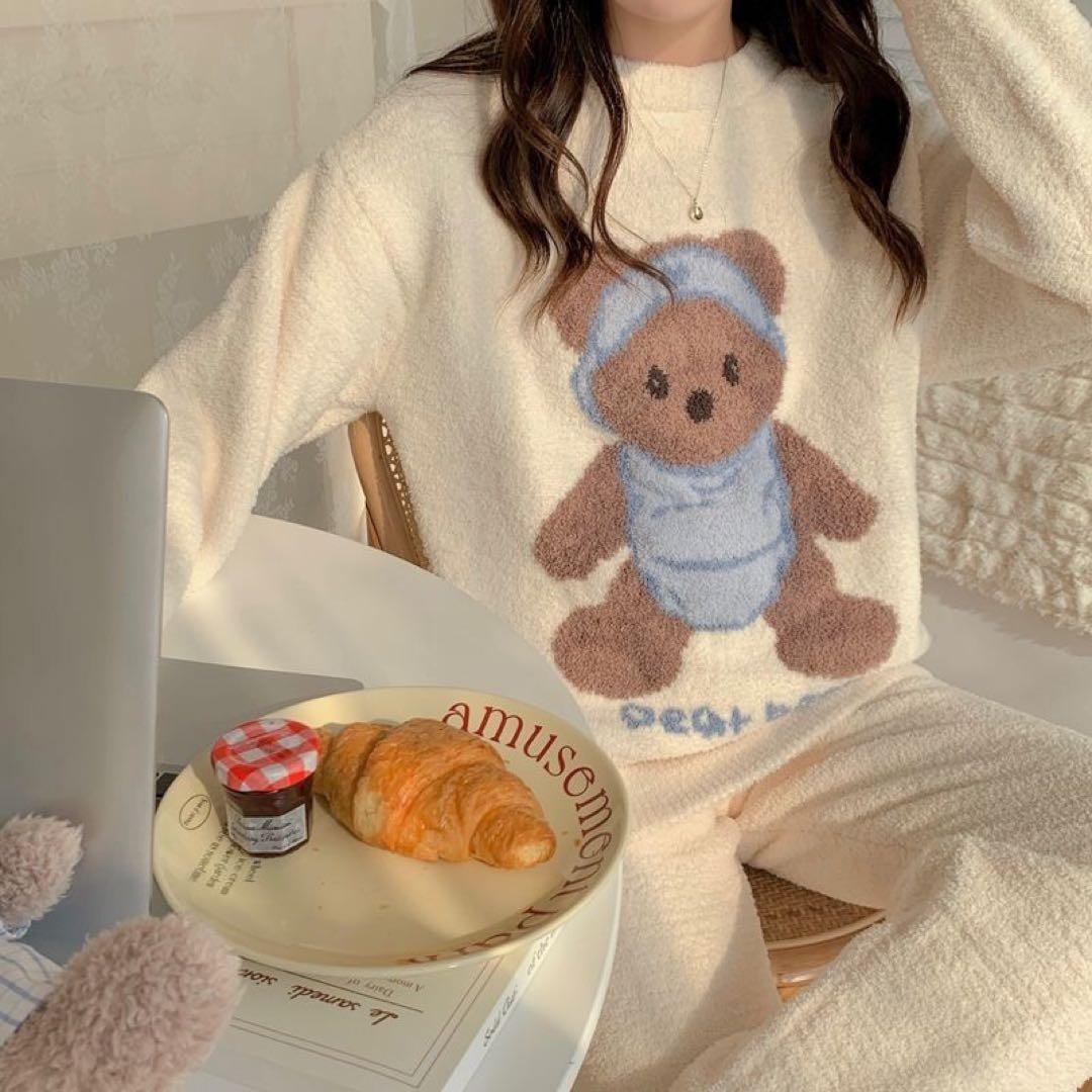 韓国♡ふわふわ　くまちゃん　セットアップ　ルームウェア　パジャマ ふわもこ