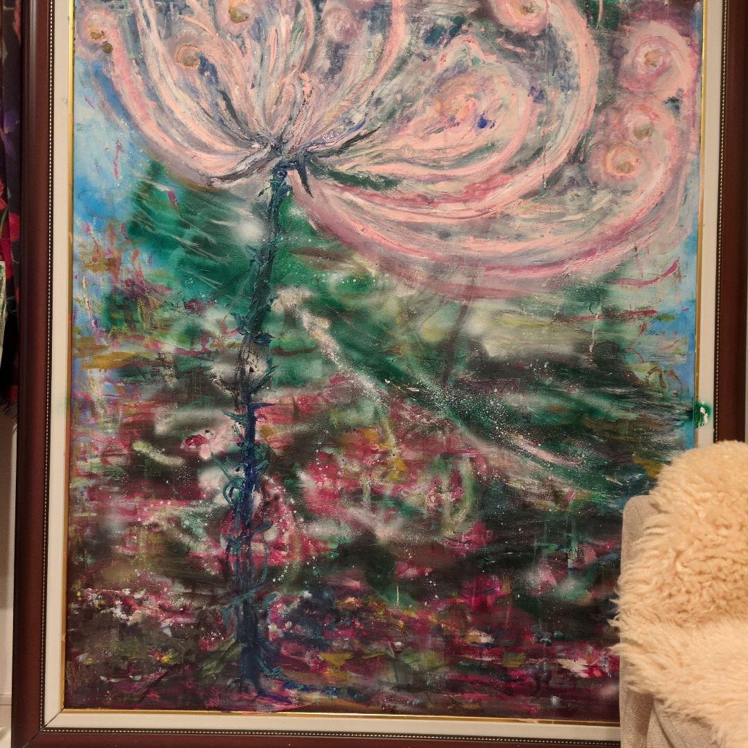 抽象画 花 モチーフ フレーム付き