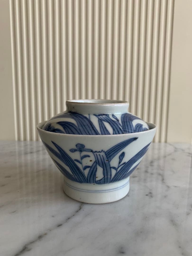 古伊万里　江戸期　藍泥　蓋付き茶碗　染付　蓋物　飯碗　節句　雛祭り　端午の節句