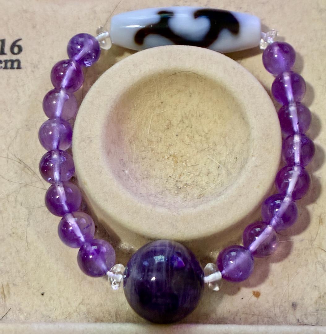 如意観音天珠(白) アメジスト ブレスレット 平和 家庭円満 願望成就 お守り