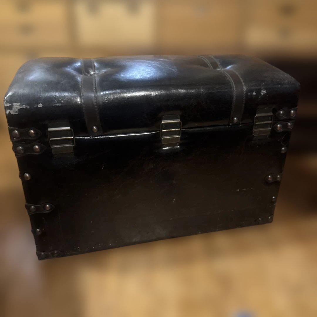 黒いレザートランク収納ボックスベンチ