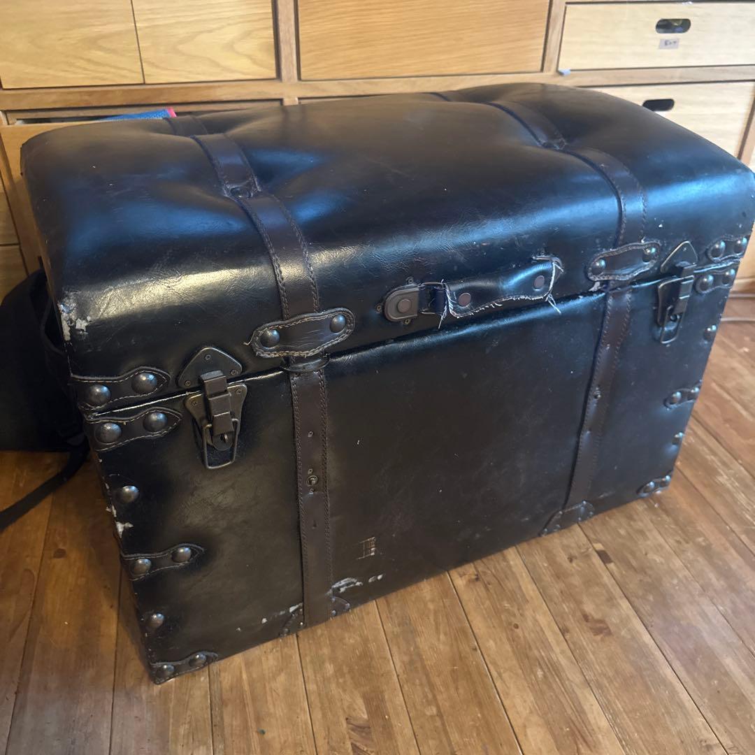 黒いレザートランク収納ボックスベンチ