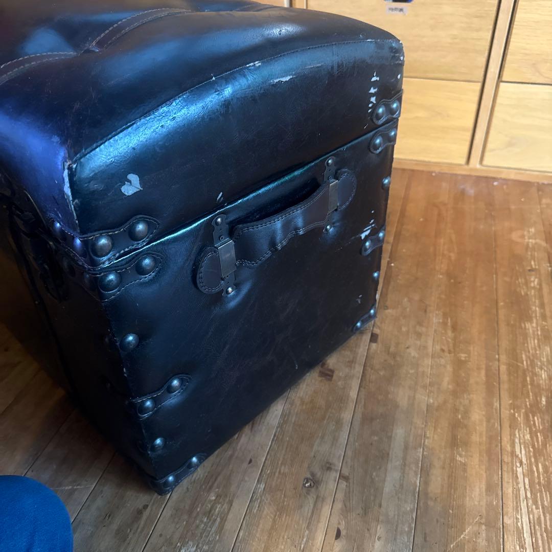 黒いレザートランク収納ボックスベンチ