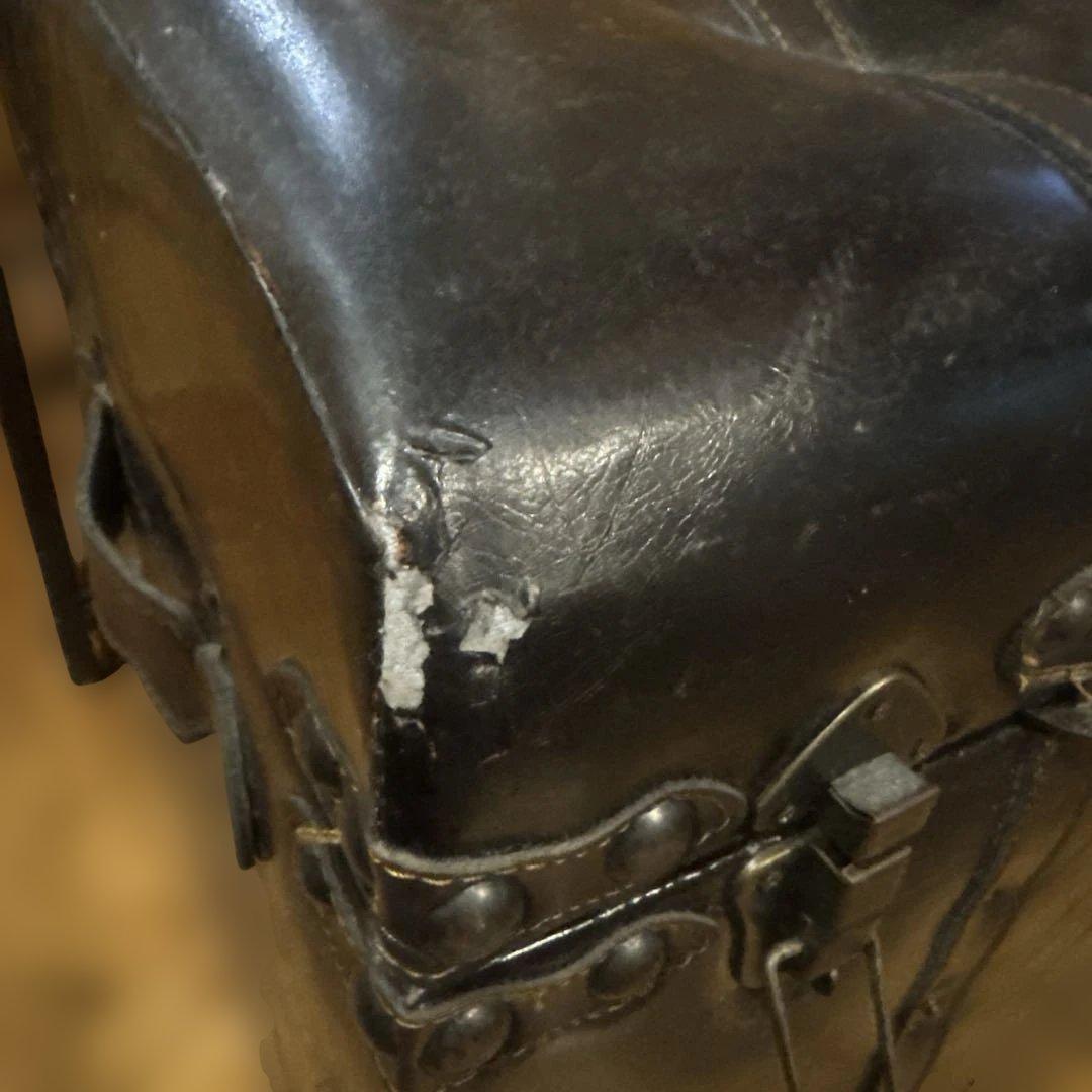 黒いレザートランク収納ボックスベンチ