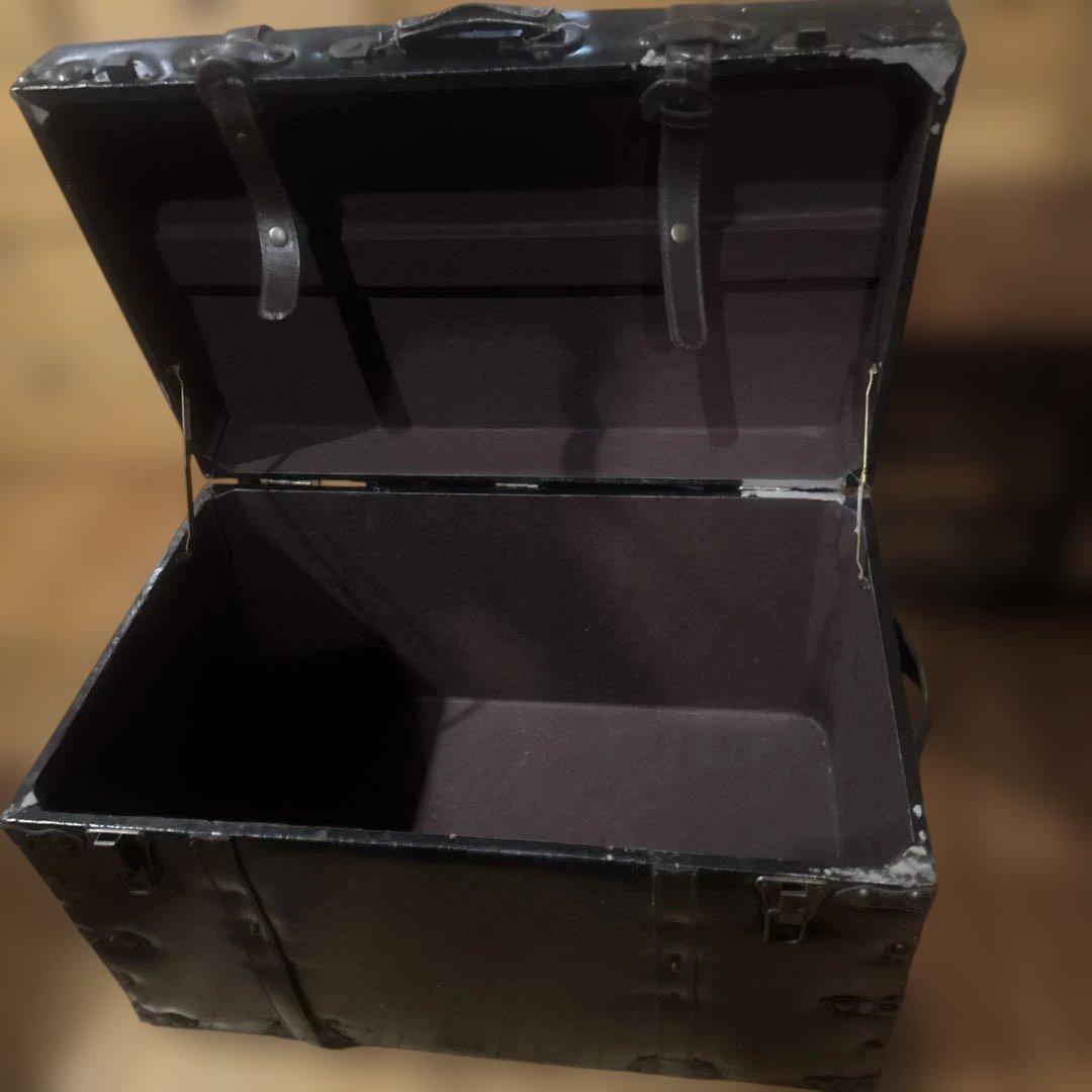 黒いレザートランク収納ボックスベンチ