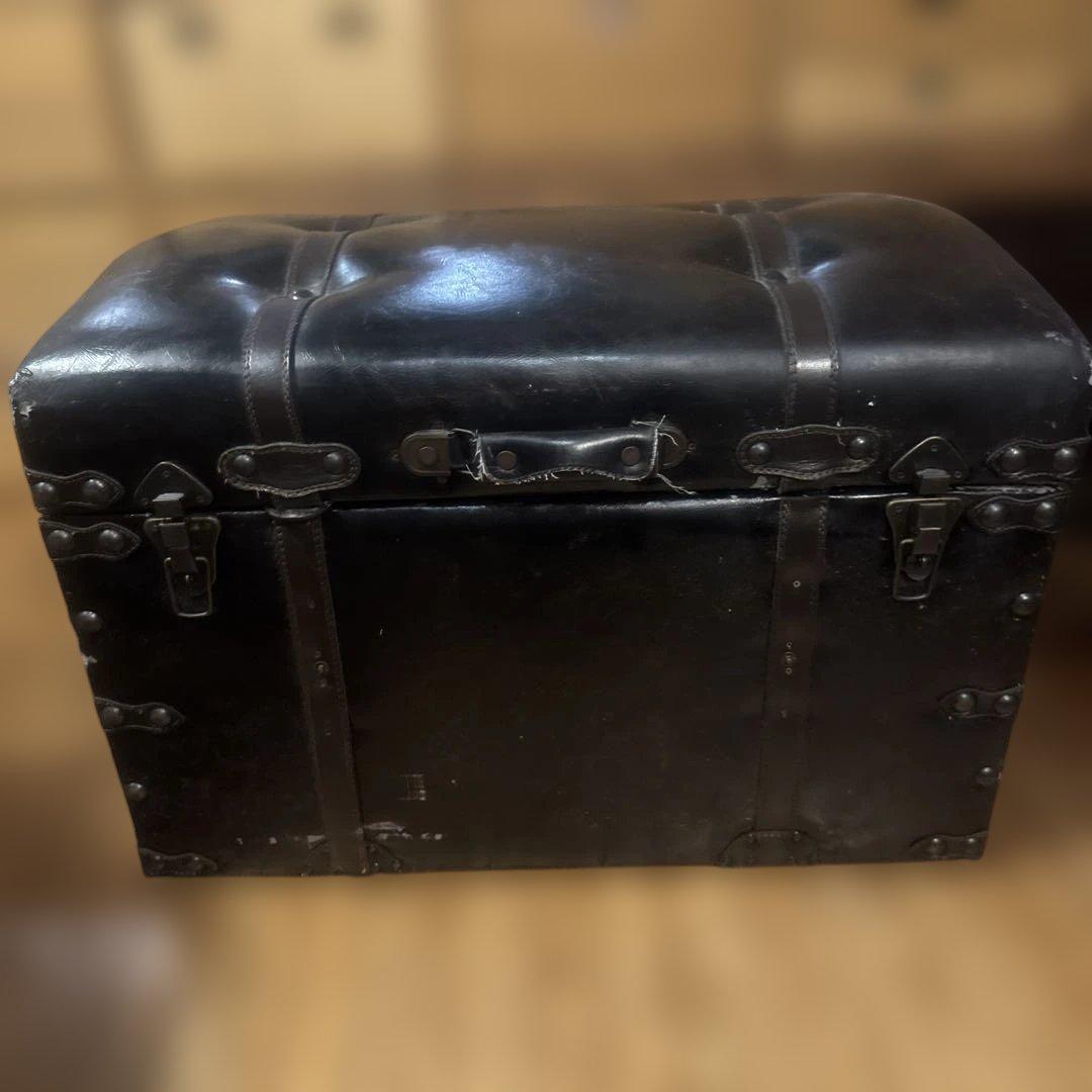 黒いレザートランク収納ボックスベンチ