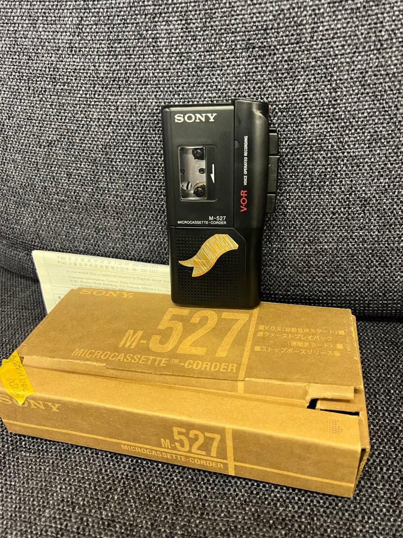 箱付きSONY M-527 マイクロカセットレコーダー 1980年代 通電のみ