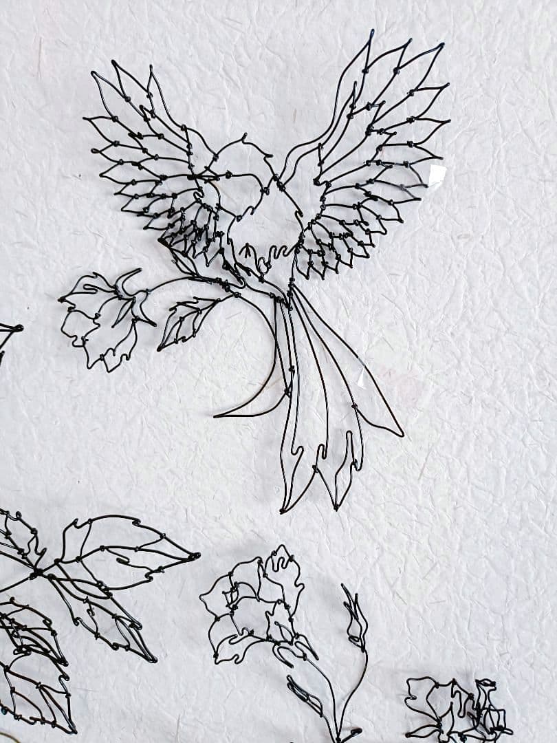 薔薇　小鳥　ワイヤーアート