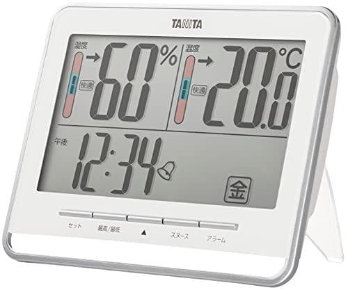 タニタ 時計 デジタル 大画面 ホワイト 温度 湿度 快適レベル 表示 カレンp