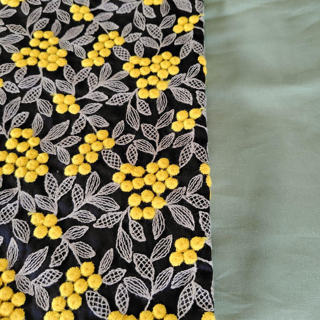 【ぷっくりミモザ】ネイビー半幅帯