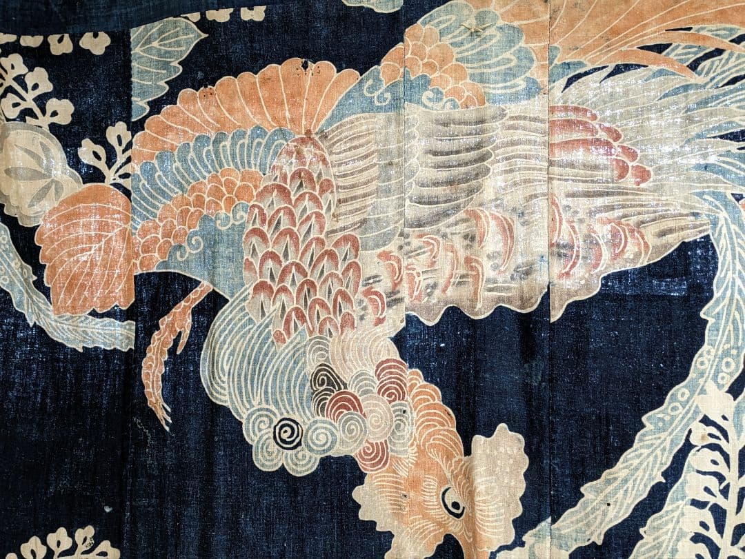 伝統的な花柄 鶴の掛け布団カバー