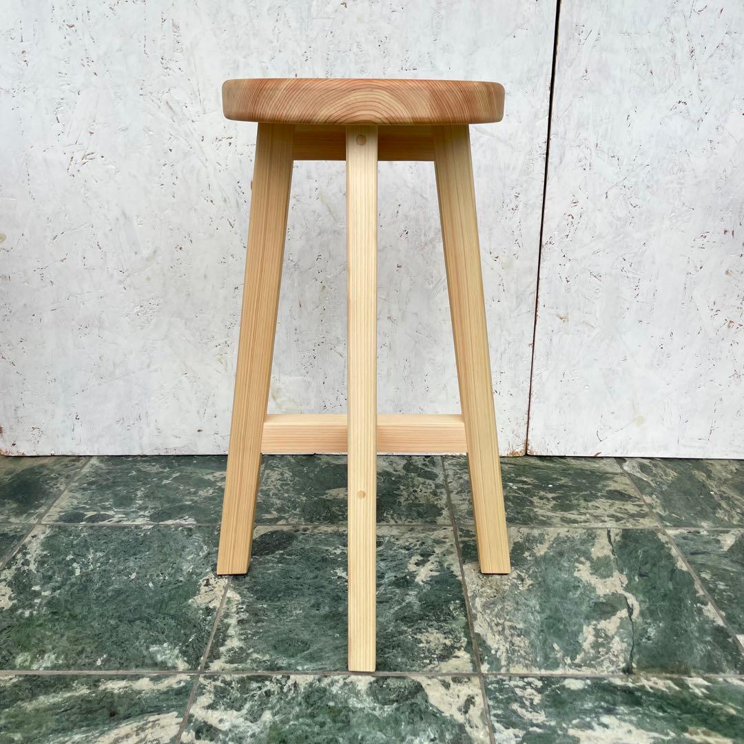みかん　国産ひのき　木製スツール　カウンターチェアー　丸椅子　3脚