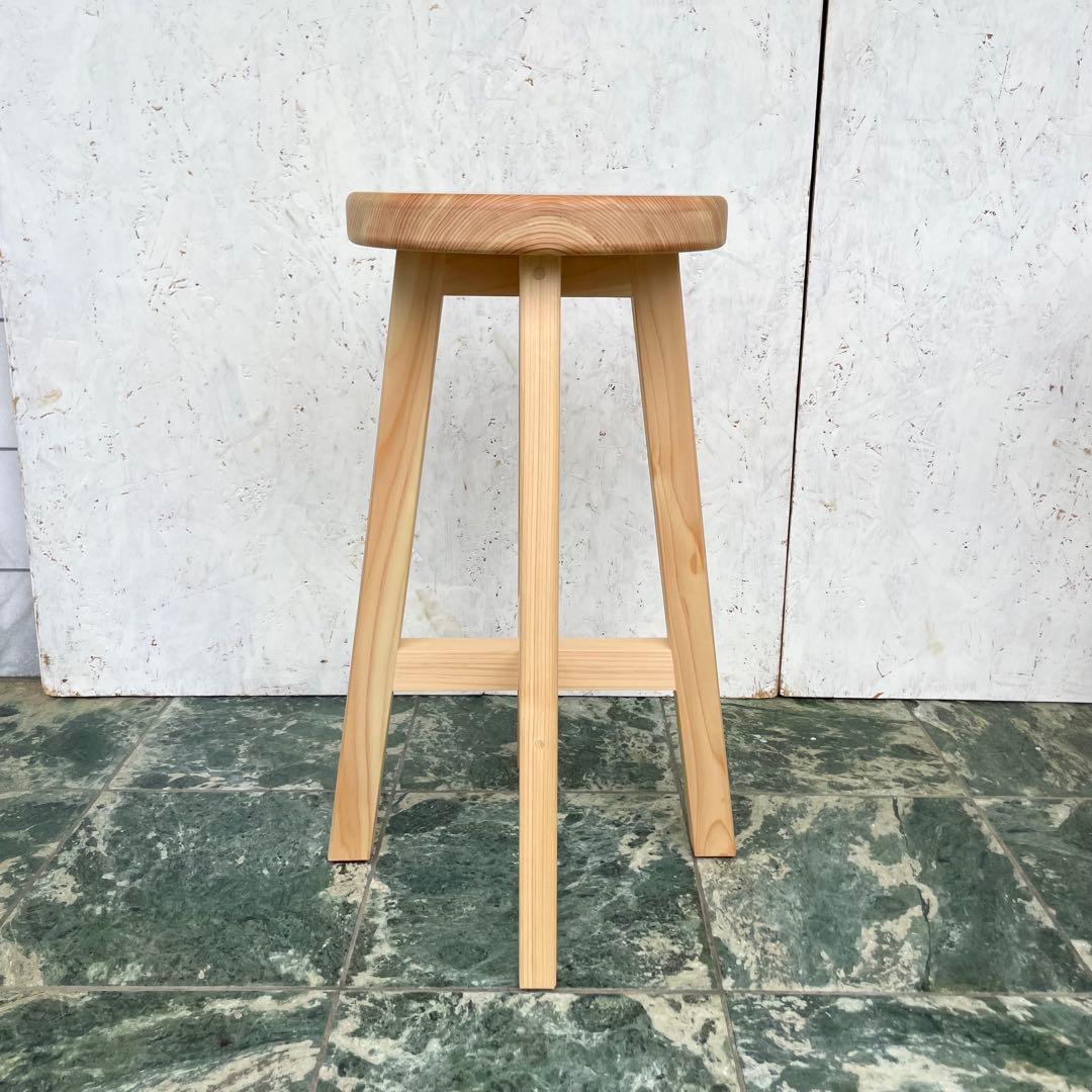 みかん　国産ひのき　木製スツール　カウンターチェアー　丸椅子　3脚
