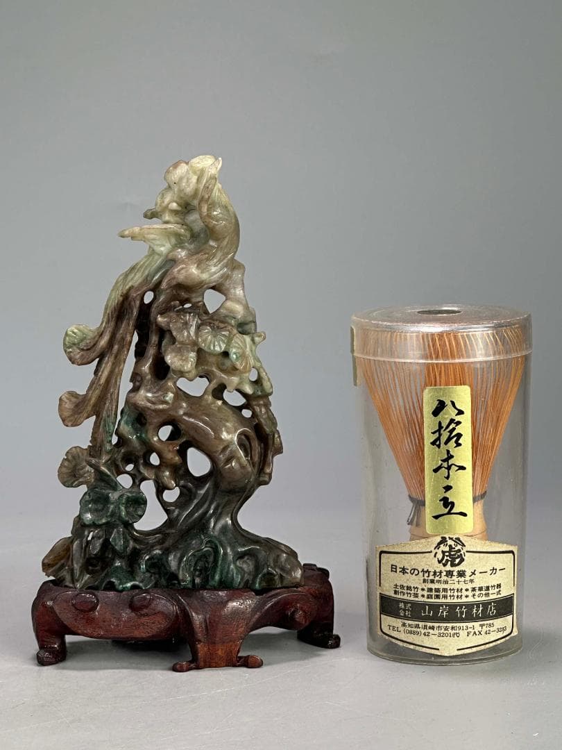 中国美術　玉石製　鳳凰置物　時代　唐物